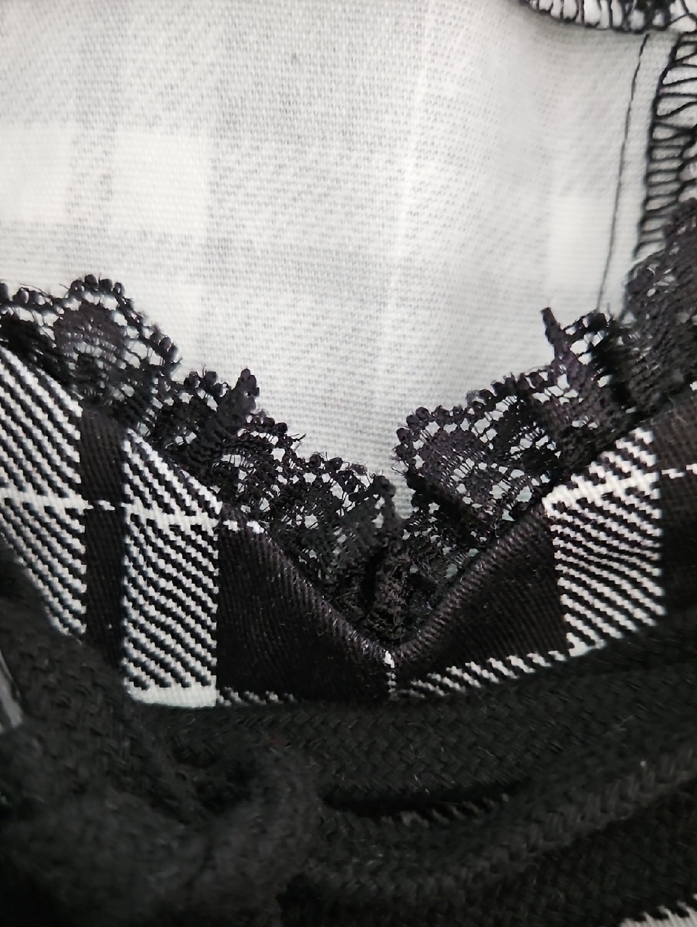 Widow Dolls KILL Black & White Plaid Lace-Up Cropped Corset Top, XS - Picture 7 of 7